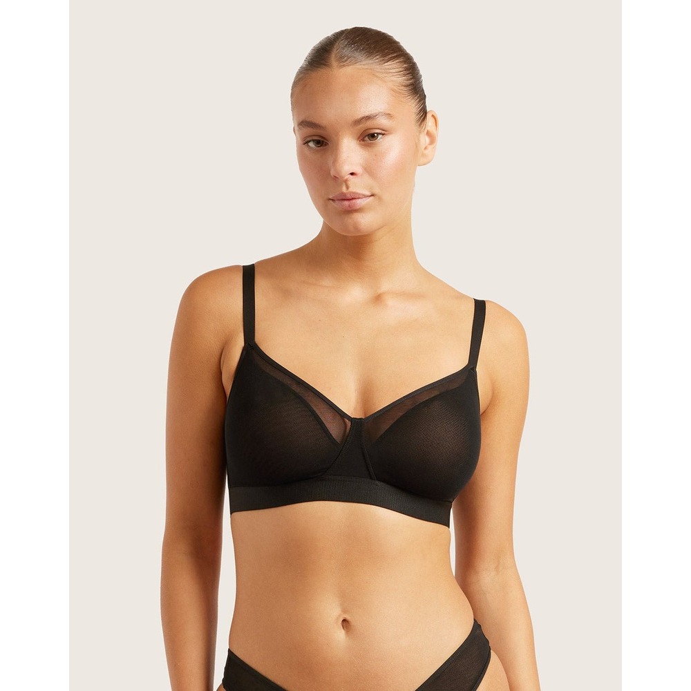 Boody FreeMesh Full Bust Wireless Bra Black Bamboo Mesh Small Classic